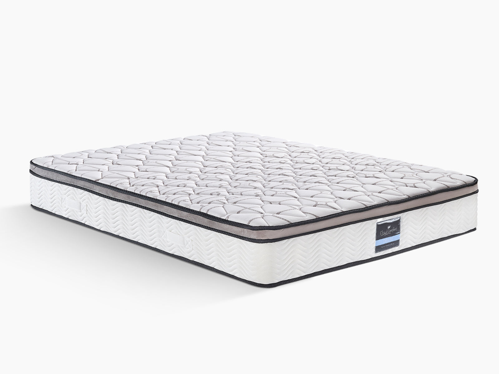 Bass Storage Bed Frame Grey & Euro Top Memory Foam Mattress GEL30 - Double
