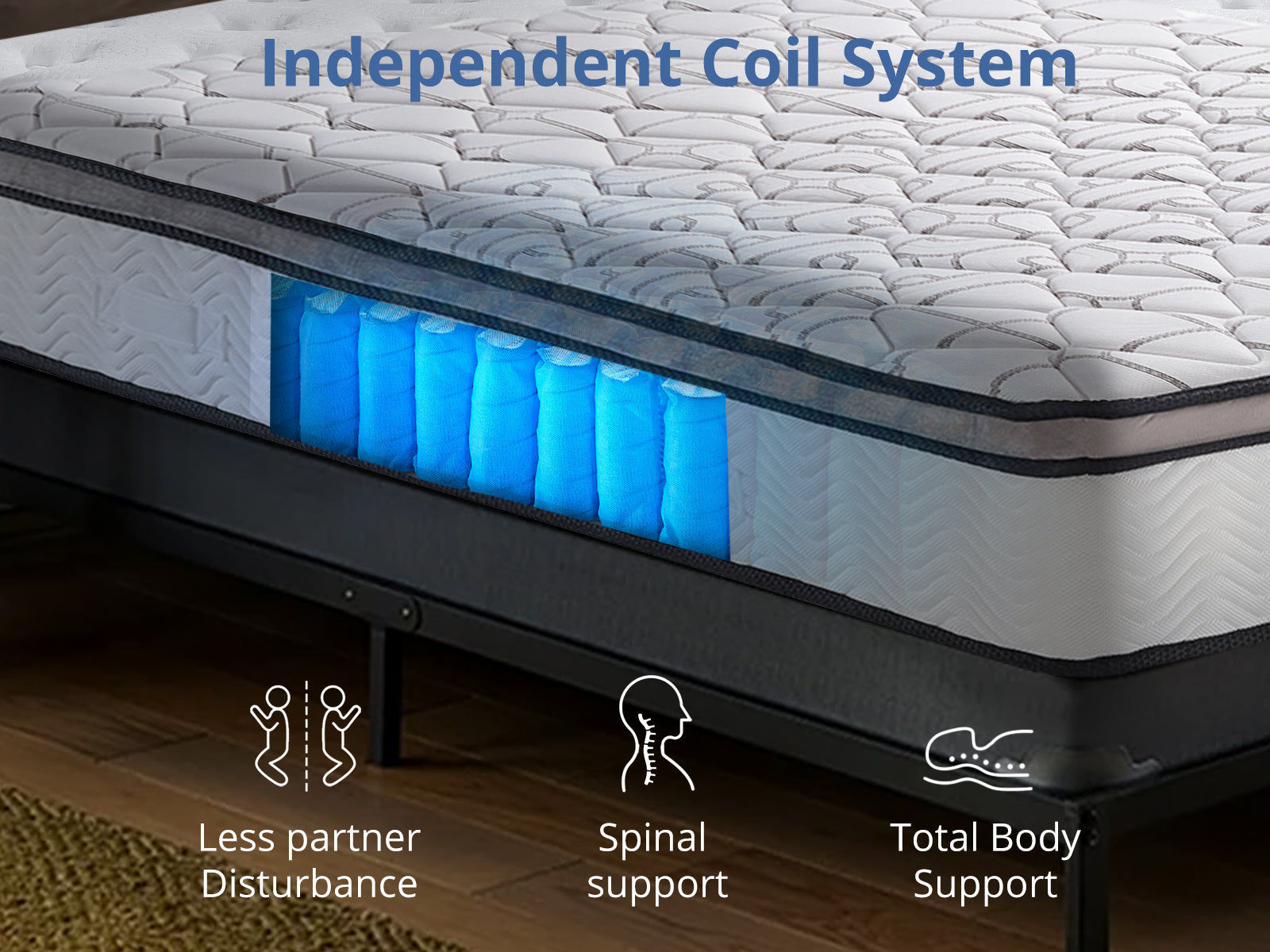 Bass Storage Bed Frame Grey & Euro Top Memory Foam Mattress GEL30 - Double