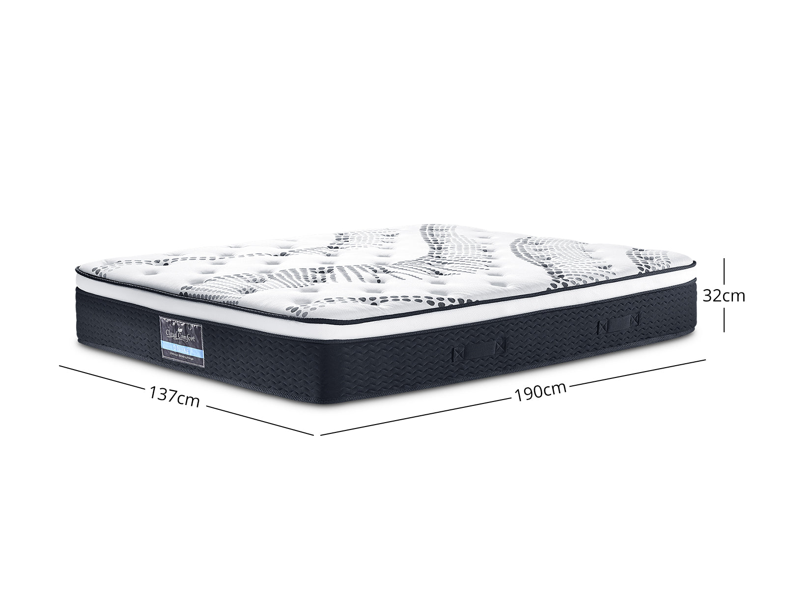 Bass Storage Bed Frame Grey & Euro Top Mattress J32 - Double