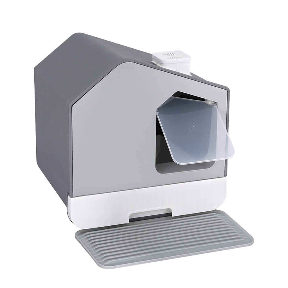 Cat Litter Box Large Tray Kitty Toilet Enclosed Cat Litter Box Hooded Scoop Mat