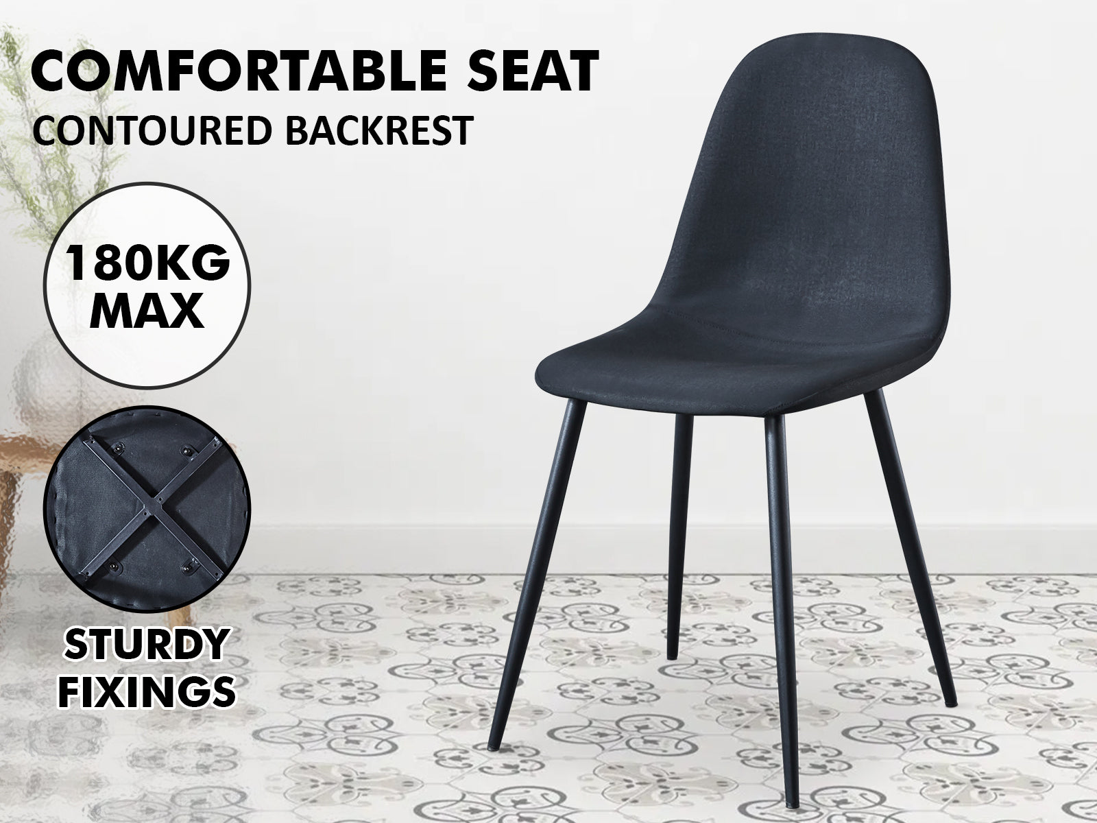 Axis PU Dining Chair Black - Set of 4