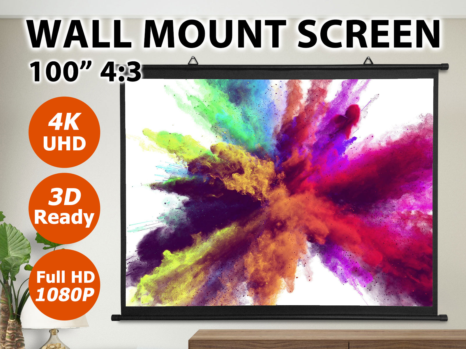 100 Inches Wall Mount Projector Screen