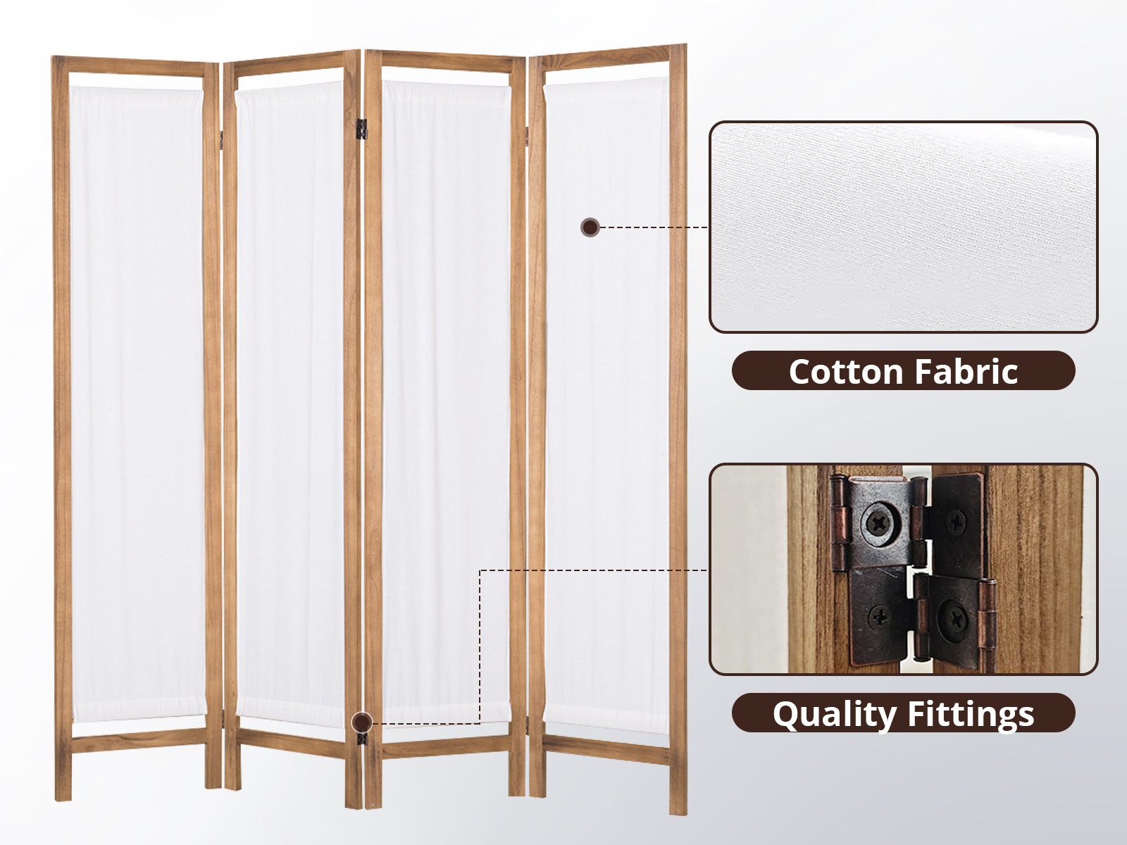 4-Panel Room Divider D S1 - Brown