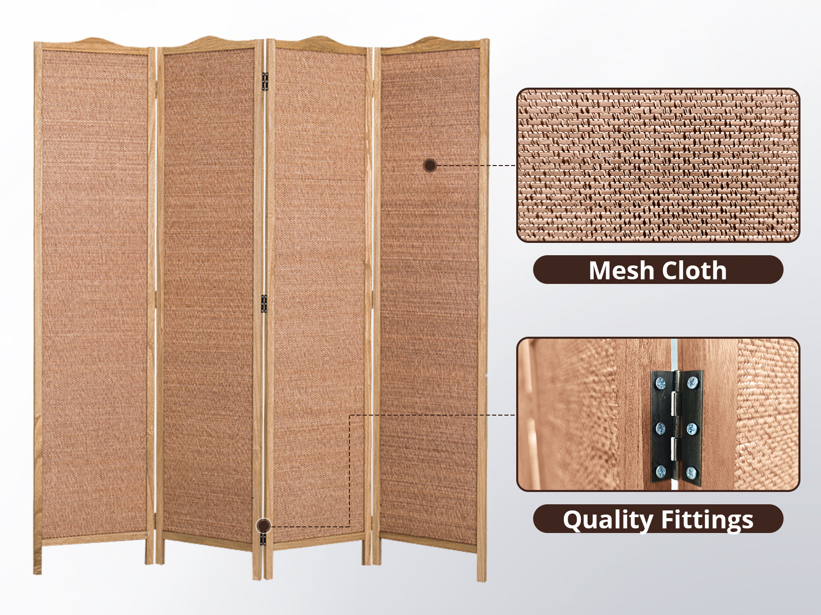 4-Panel Room Divider D S2 - Brown