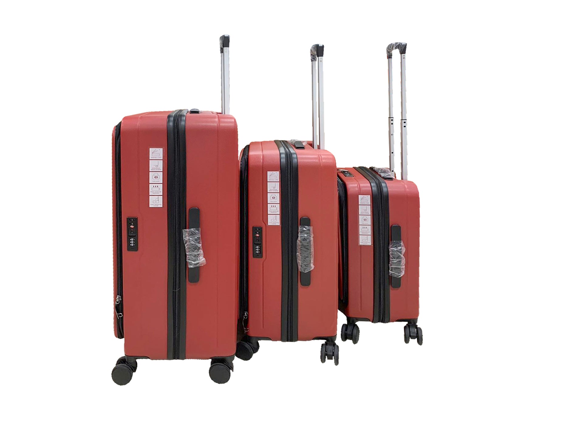3-Piece Front Open Luggage Set – Wine Red