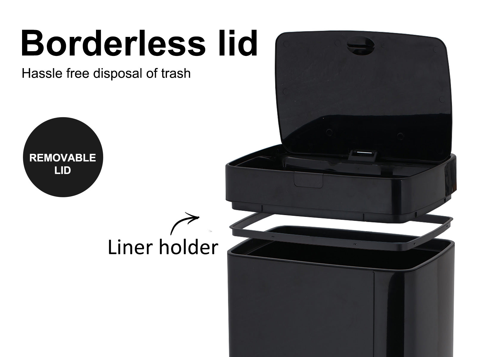 45L Square Sensor Bin - Black