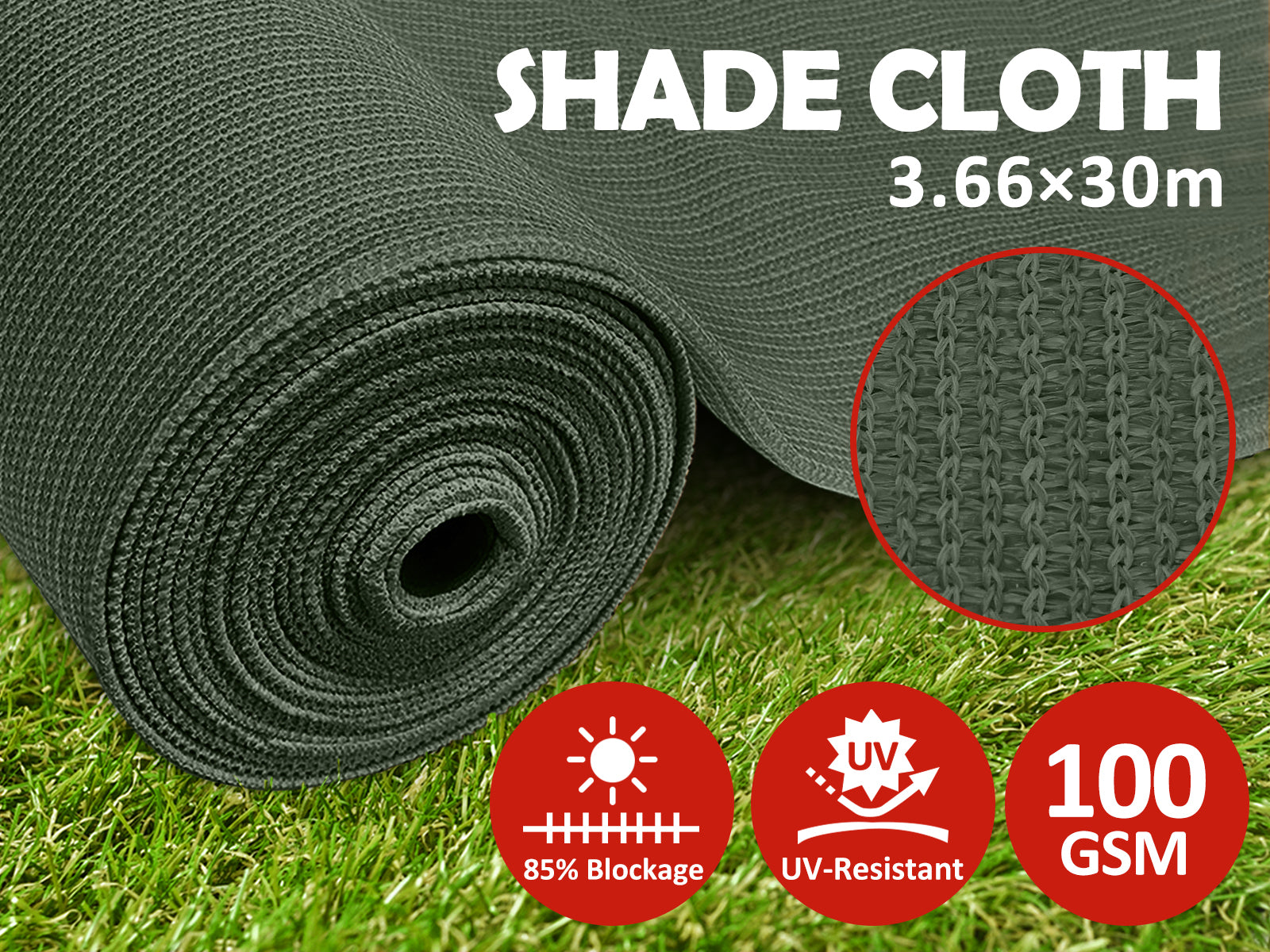 100gsm Green Shade Cloth - 3.66m x 30m