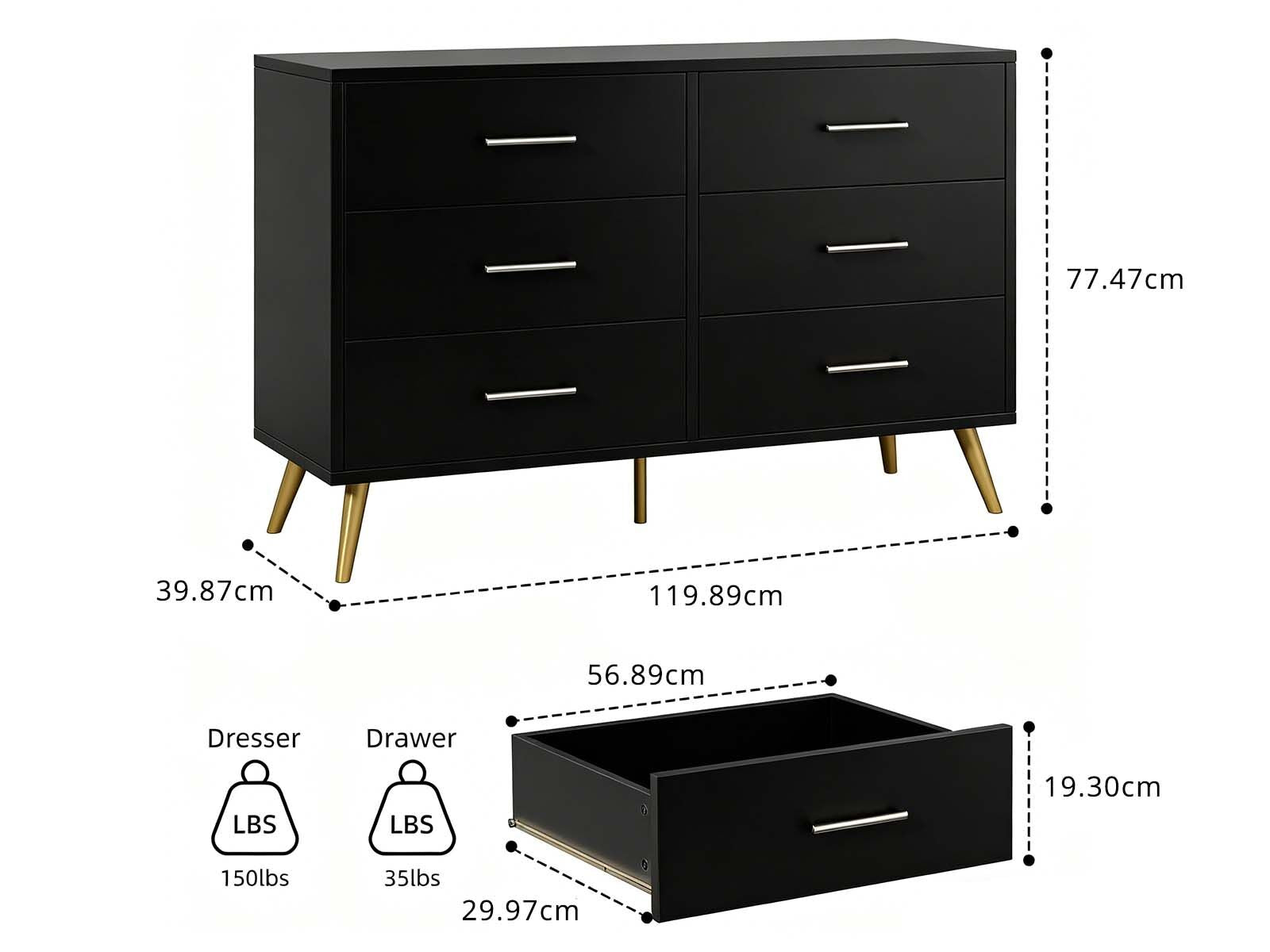 6-Drawer Cabinet - Black