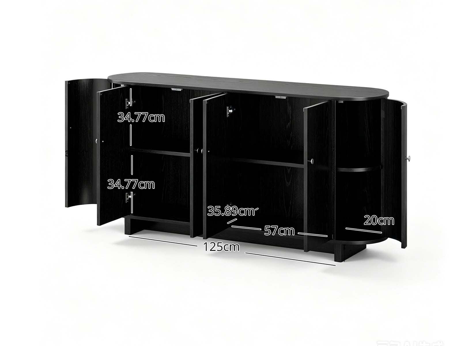 Black Buffet Cabinet - 160 cm
