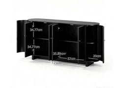 Black Buffet Cabinet - 160 cm