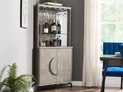 2-Door Corner Wine Cabinet - Concrete
