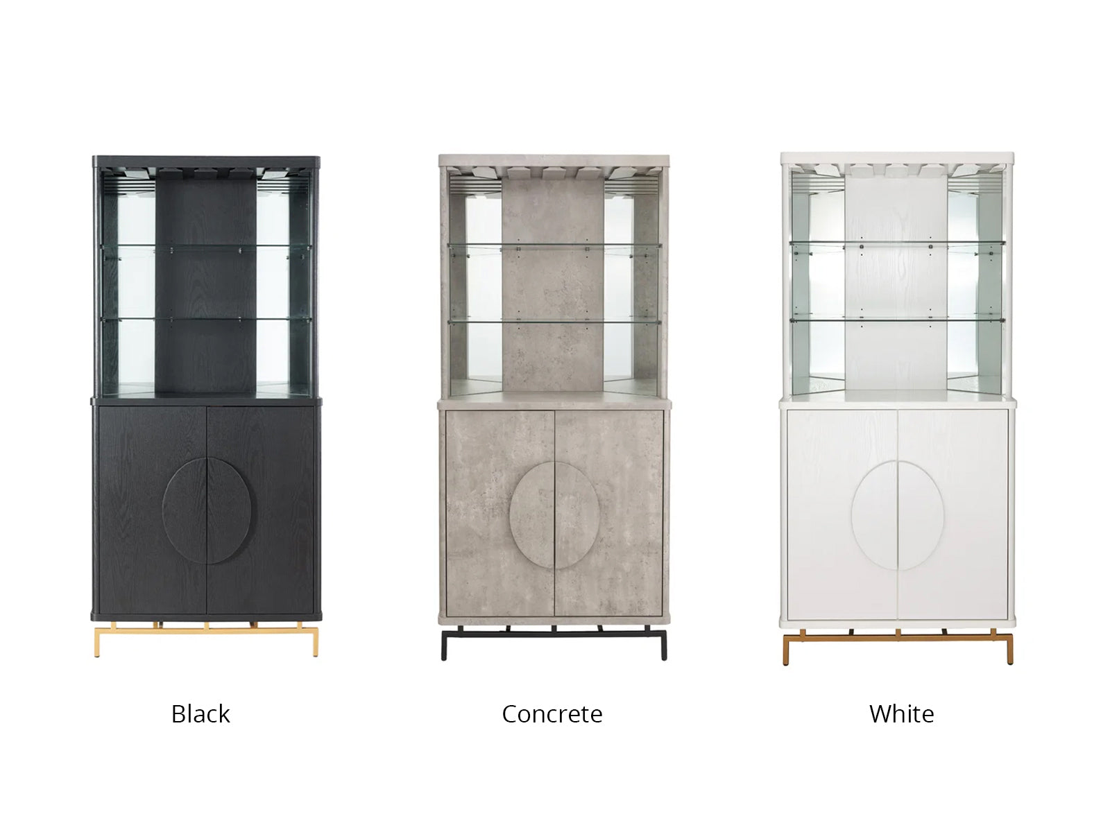 2-Door Corner Wine Cabinet - Concrete