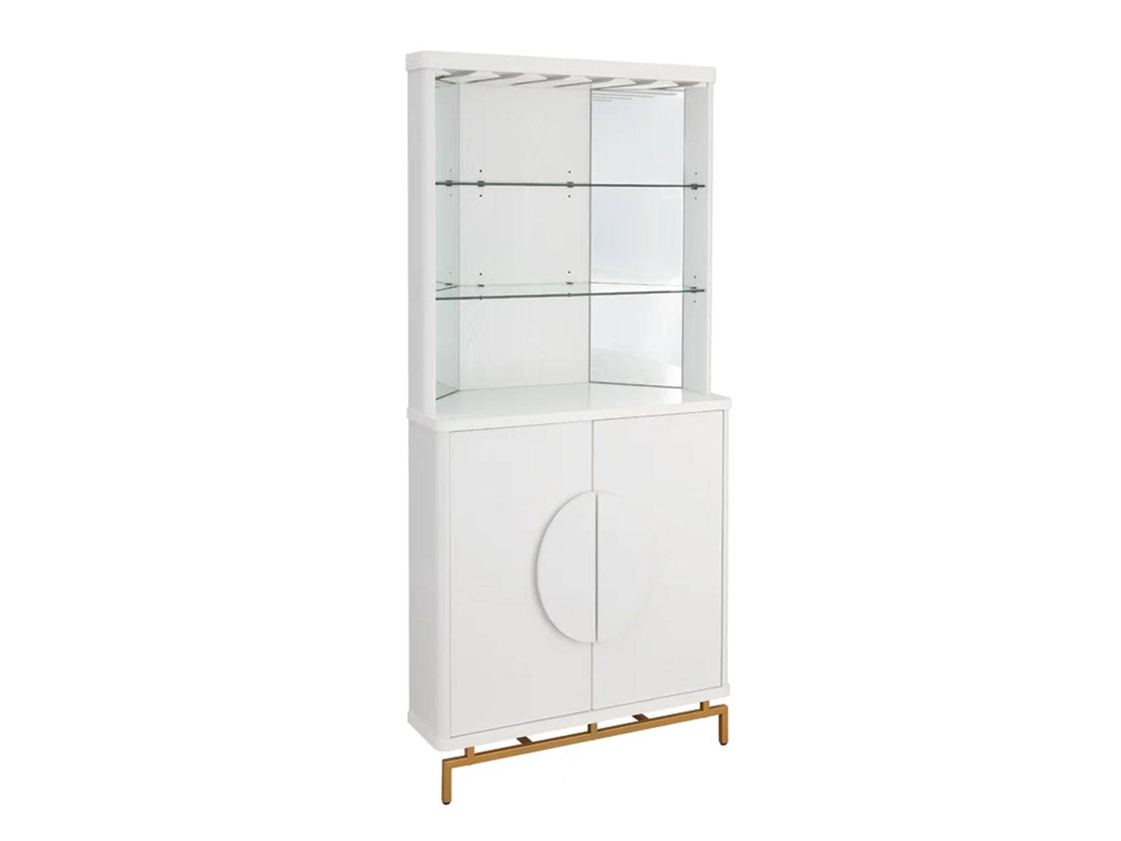 2-Door Corner Wine Cabinet - White