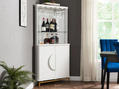 2-Door Corner Wine Cabinet - White