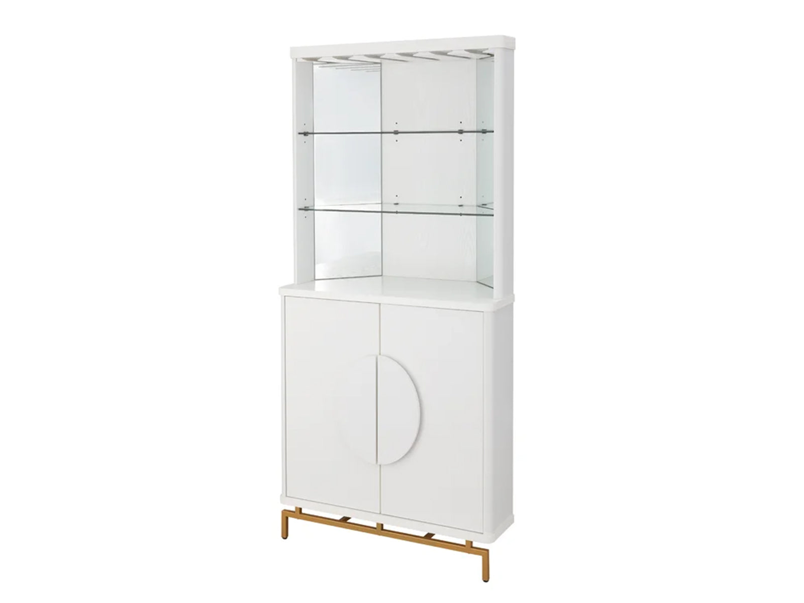 2-Door Corner Wine Cabinet - White