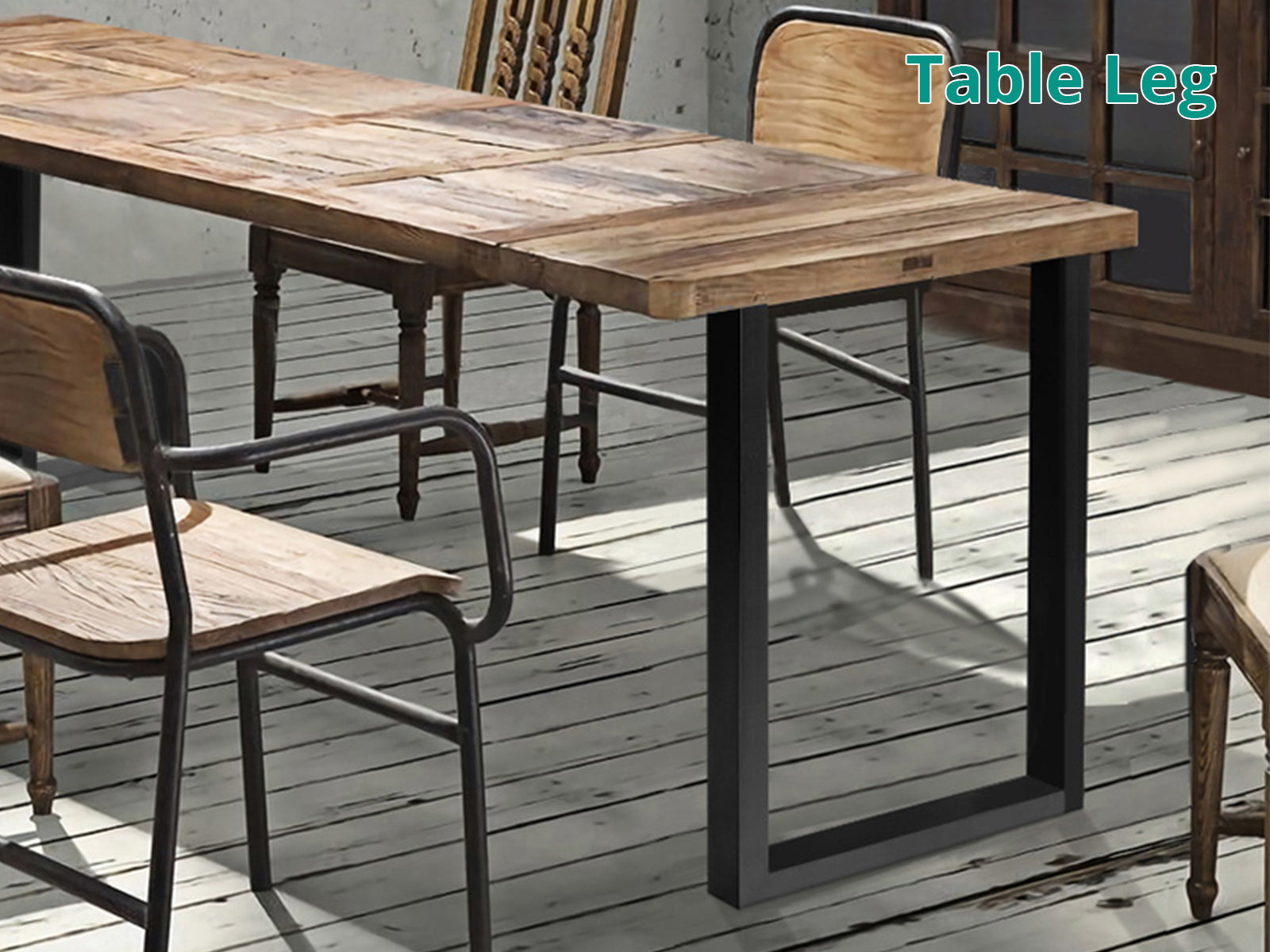 Box-Shape Medium Metal Table Legs - Set of 2