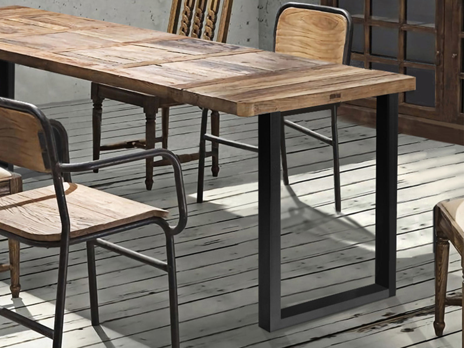 Box-Shape Medium Metal Table Legs - Set of 2