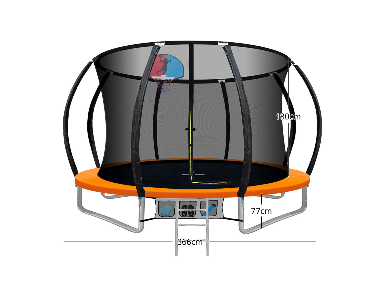 Arc Trampoline Orange with Basketball Hoop - 12ft