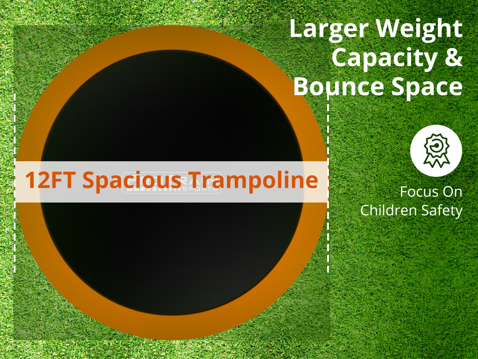 Arc Trampoline Orange with Basketball Hoop - 12ft