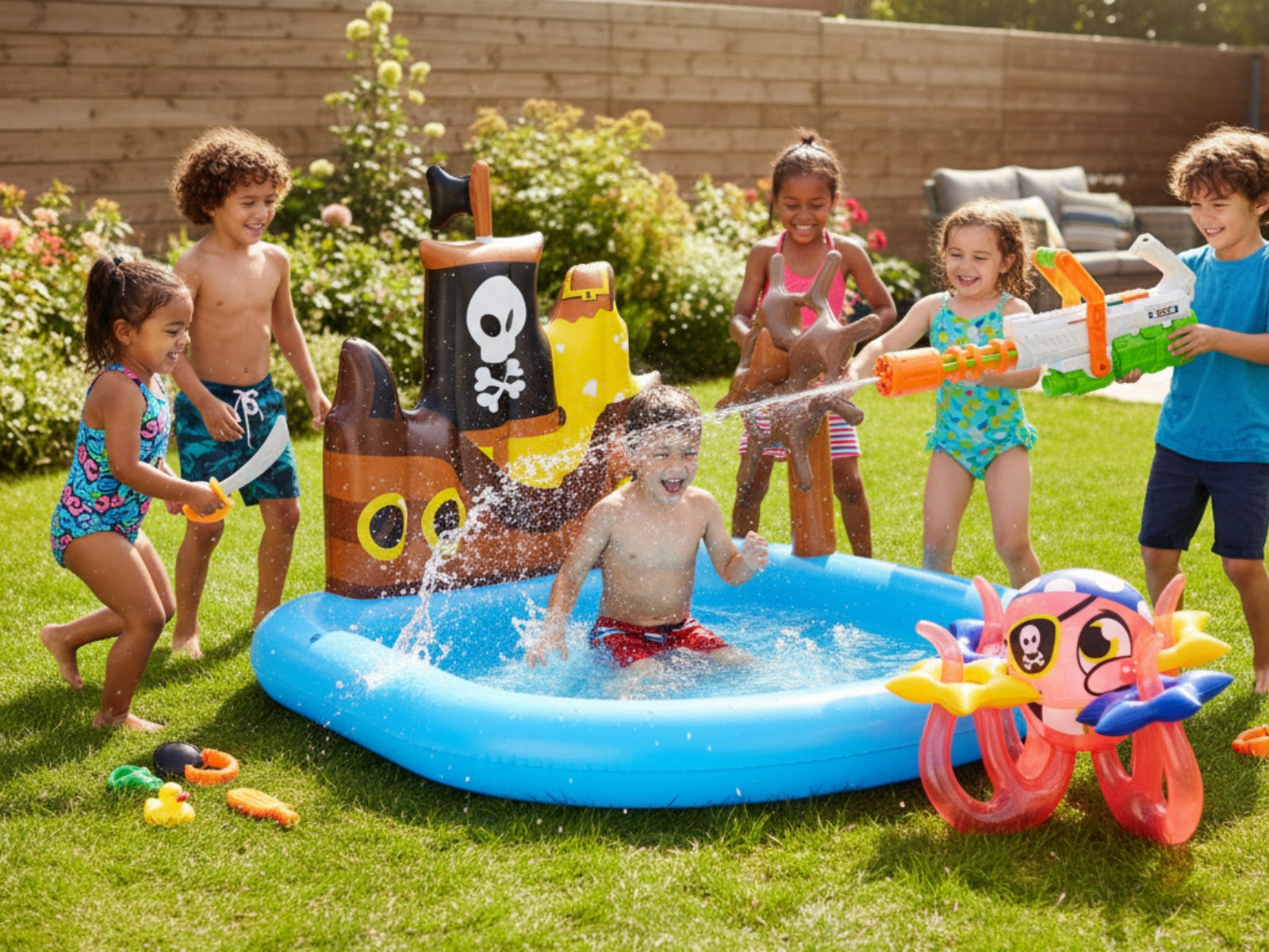 Bestway Kids Wading Pool 52211 + ZURU X-Shot Water Fast-Fill S1 Small Motor Soak