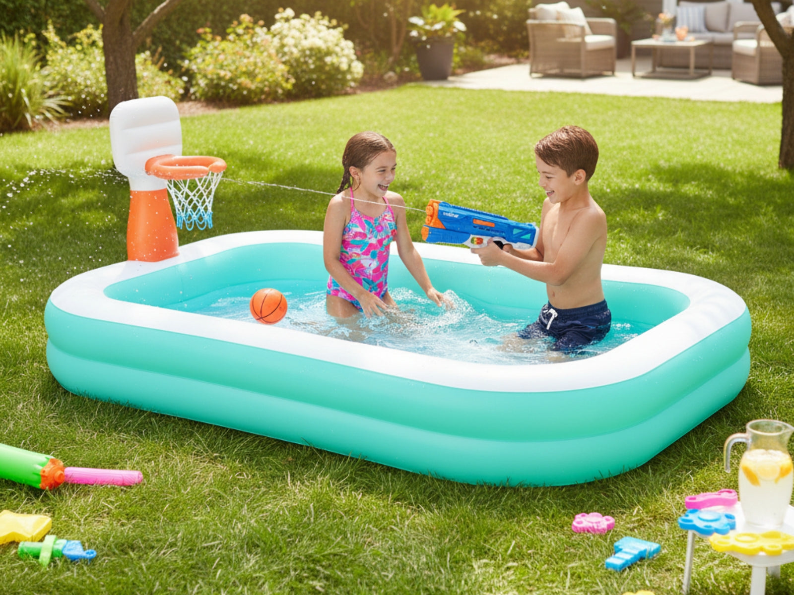 Bestway Dunk n' Splash Family Pool 54445 + ZURU X-Shot Water Fast-Fill S1 Medium