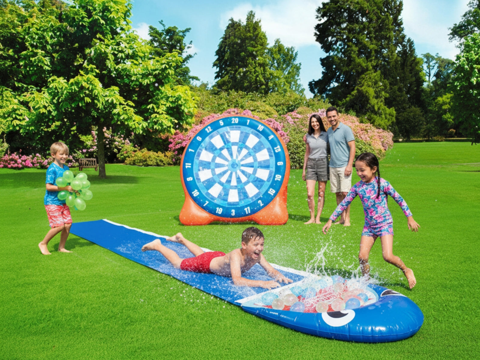Bestway  Kickball Inflatable Dartboard + ZURU Shark Slide