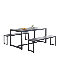 3-Piece Grey Marble Look Dining Set