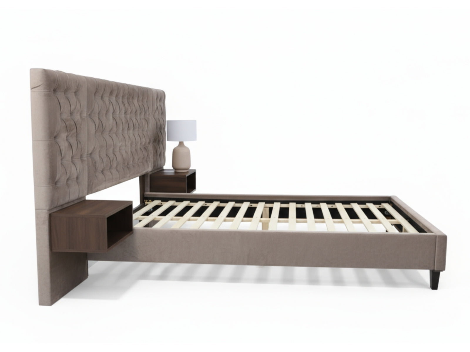 Amara Velvet Bed Frame with Bedside Tables - Double