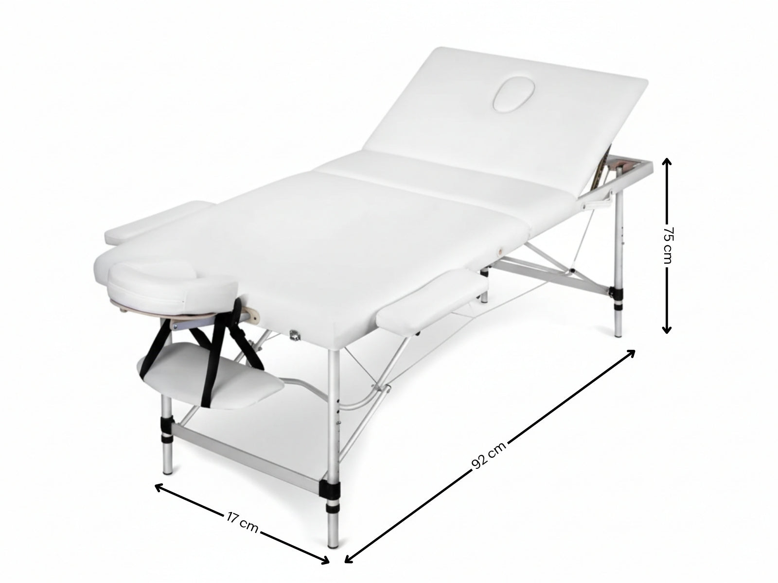 3-Fold Portable Aluminum Massage Table - White