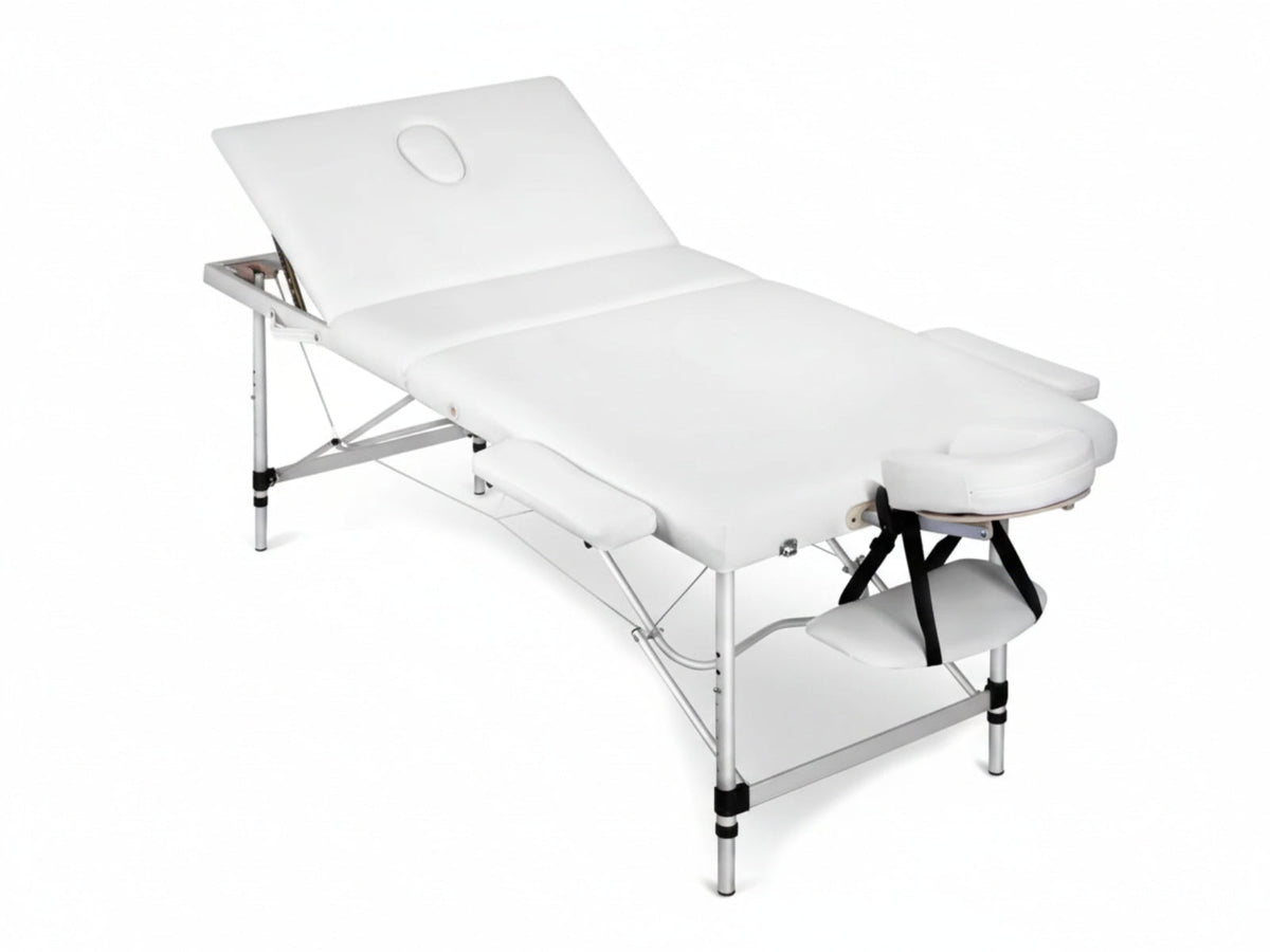 3-Fold Portable Aluminum Massage Table - White