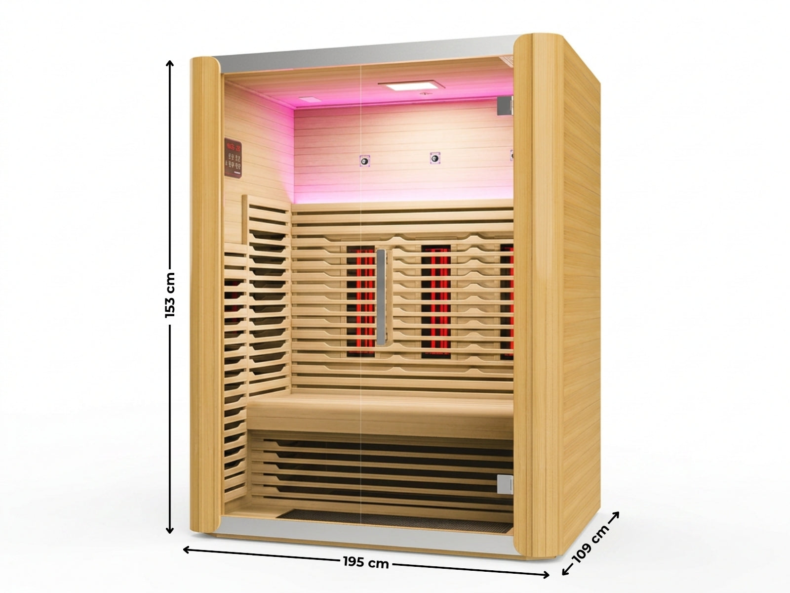 3 Person Low EMF Far Infrared With Red Light Tube Full spectrum Sauna