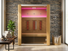 3 Person Low EMF Far Infrared With Red Light Tube Full spectrum Sauna
