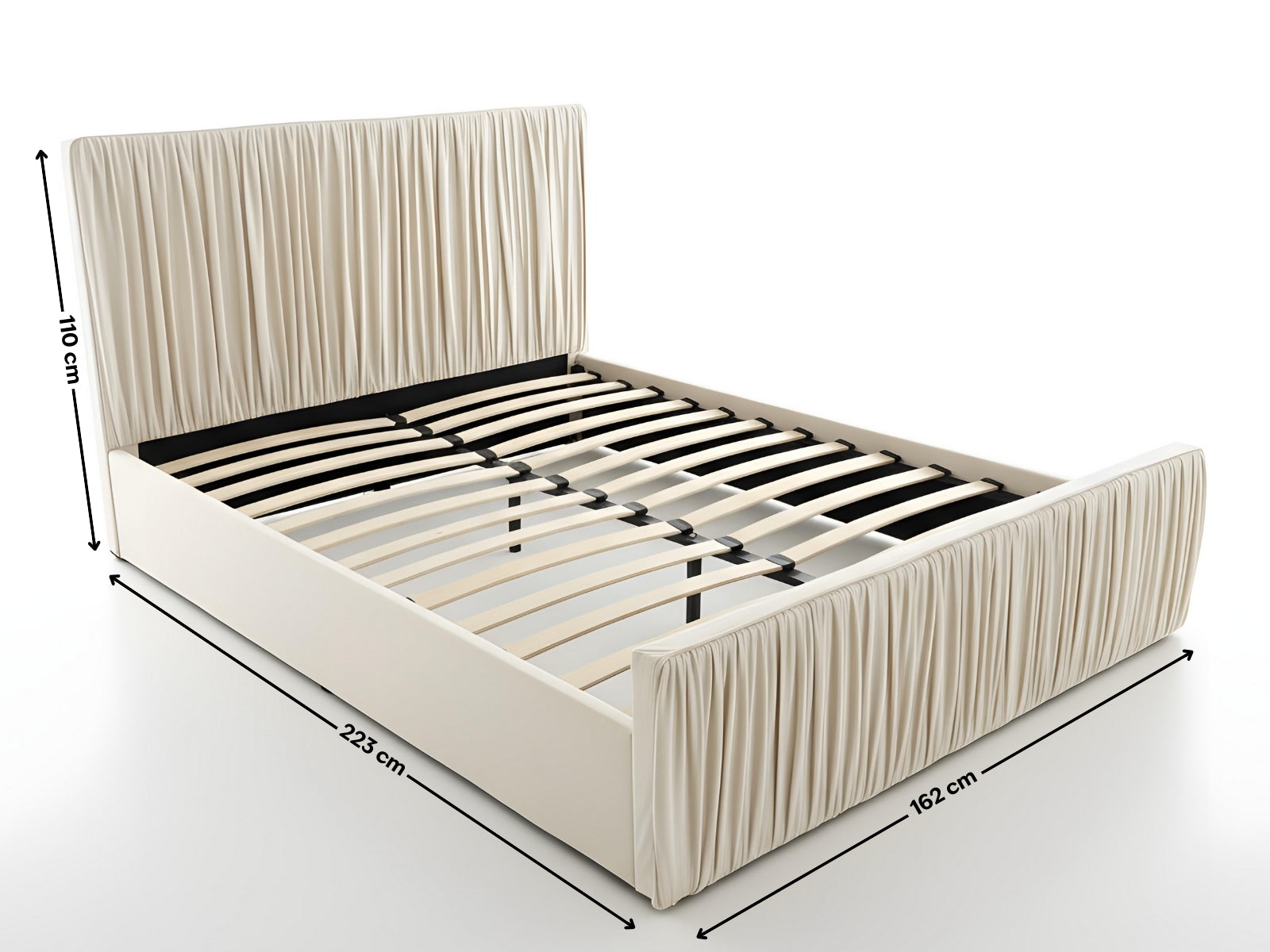 Blaine Velvet Bed Frame Beige & 3 Way Mattress - Queen