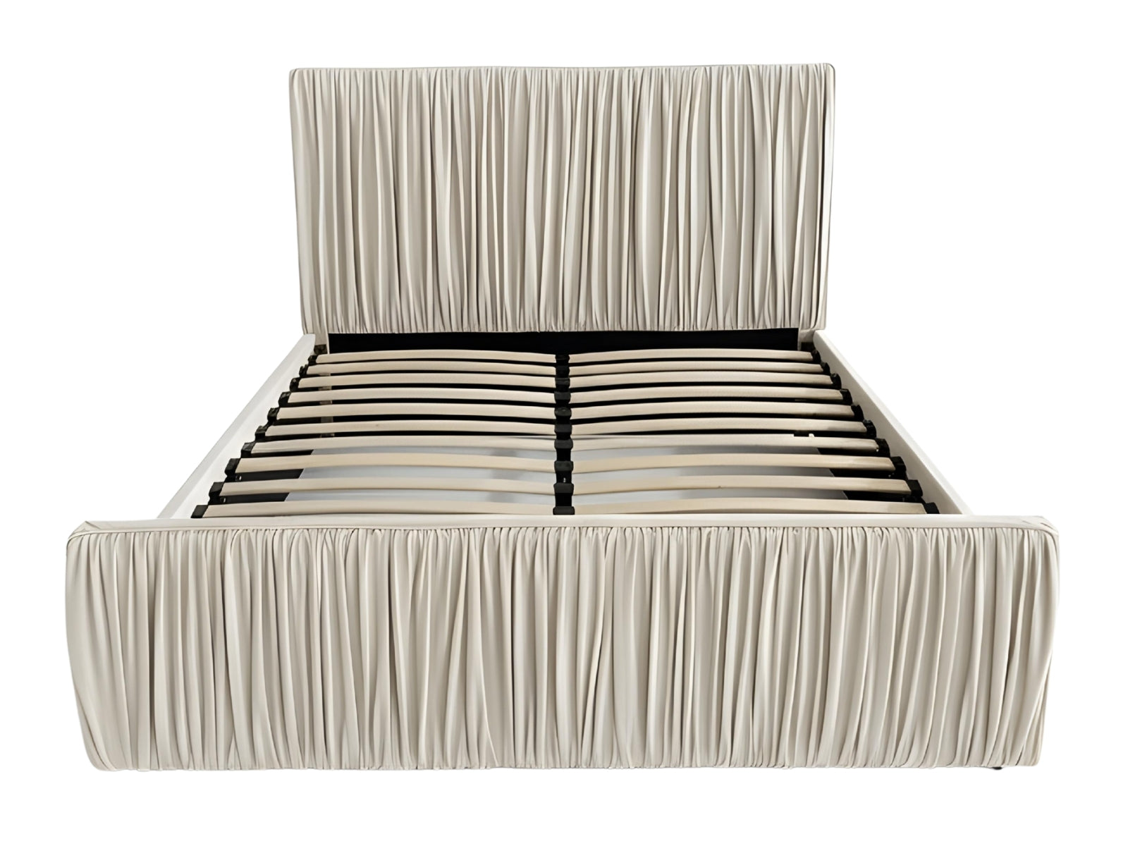 Blaine Velvet Bed Frame Beige & 3 Way Mattress - Queen