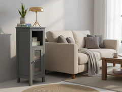 1-Door Rattan Storage Cabinet - Grey