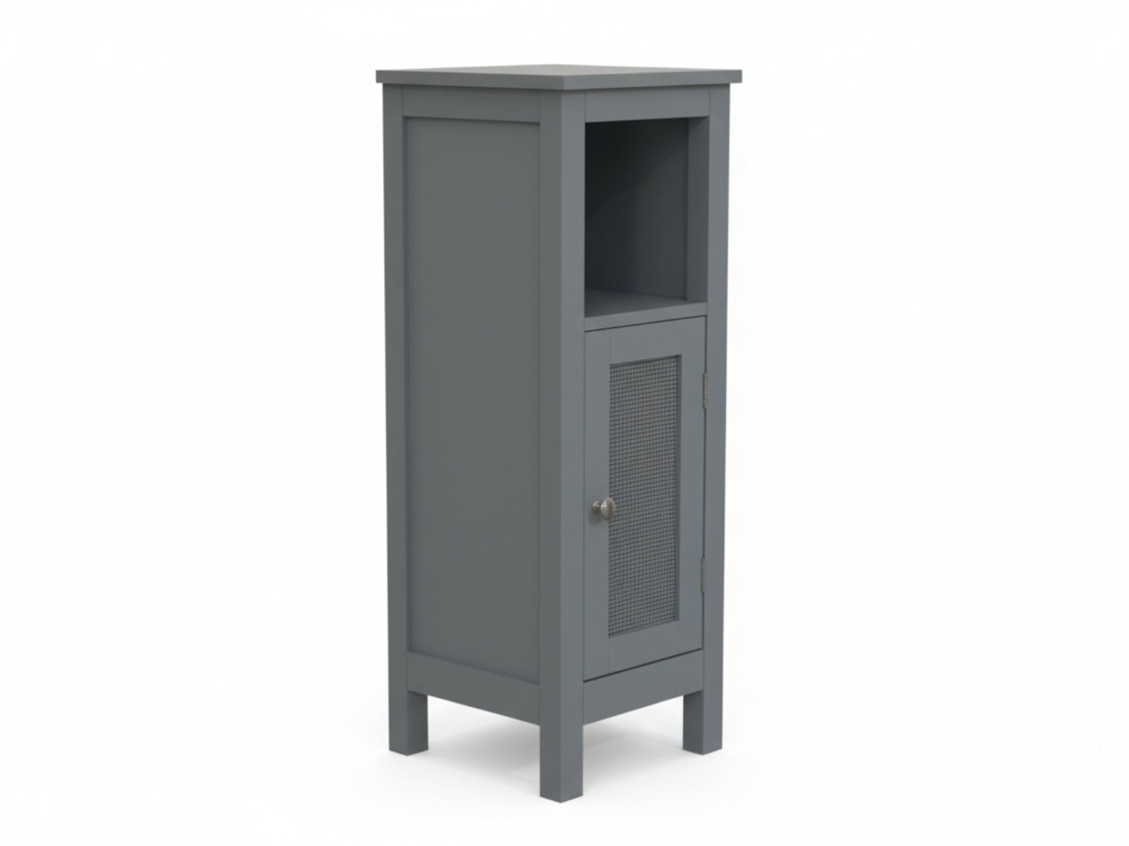 1-Door Rattan Storage Cabinet - Grey