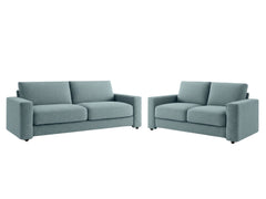 Chenille 3-Piece Sofa Set - Grey Blue