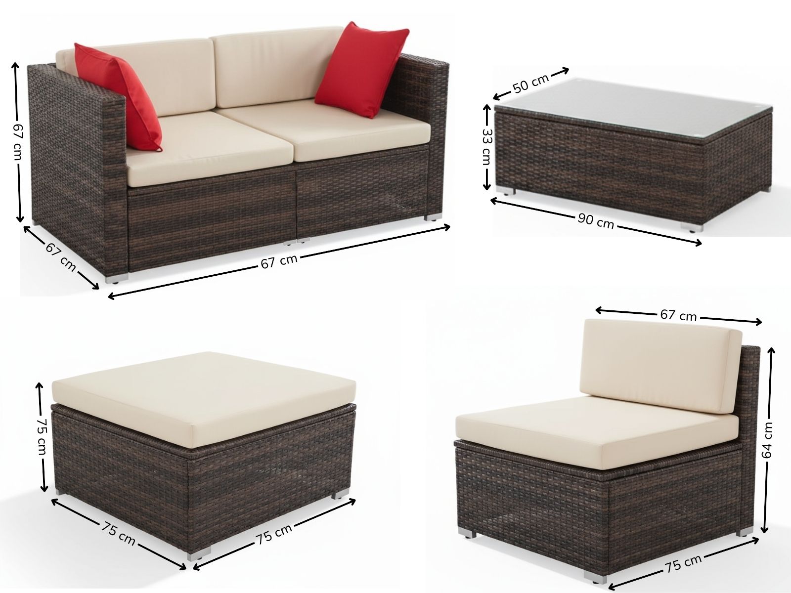 Caelan 5-Piece Outdoor Set - Brown + Beige