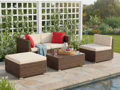 Caelan 5-Piece Outdoor Set - Brown + Beige