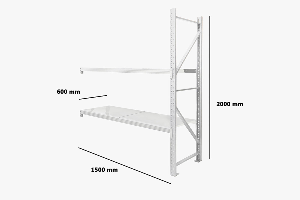 2-Layer Longspan Shelving Add-On Grey White – 1.5 M