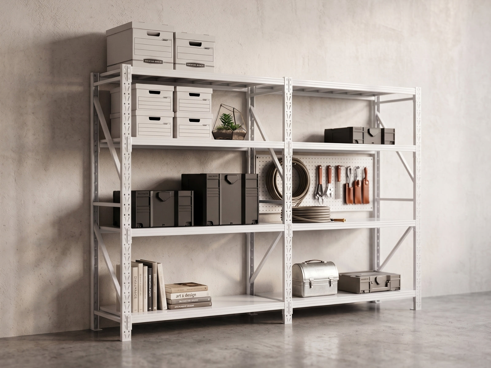 4-Layer Longspan Shelving Add-On Grey White – 1.5 M