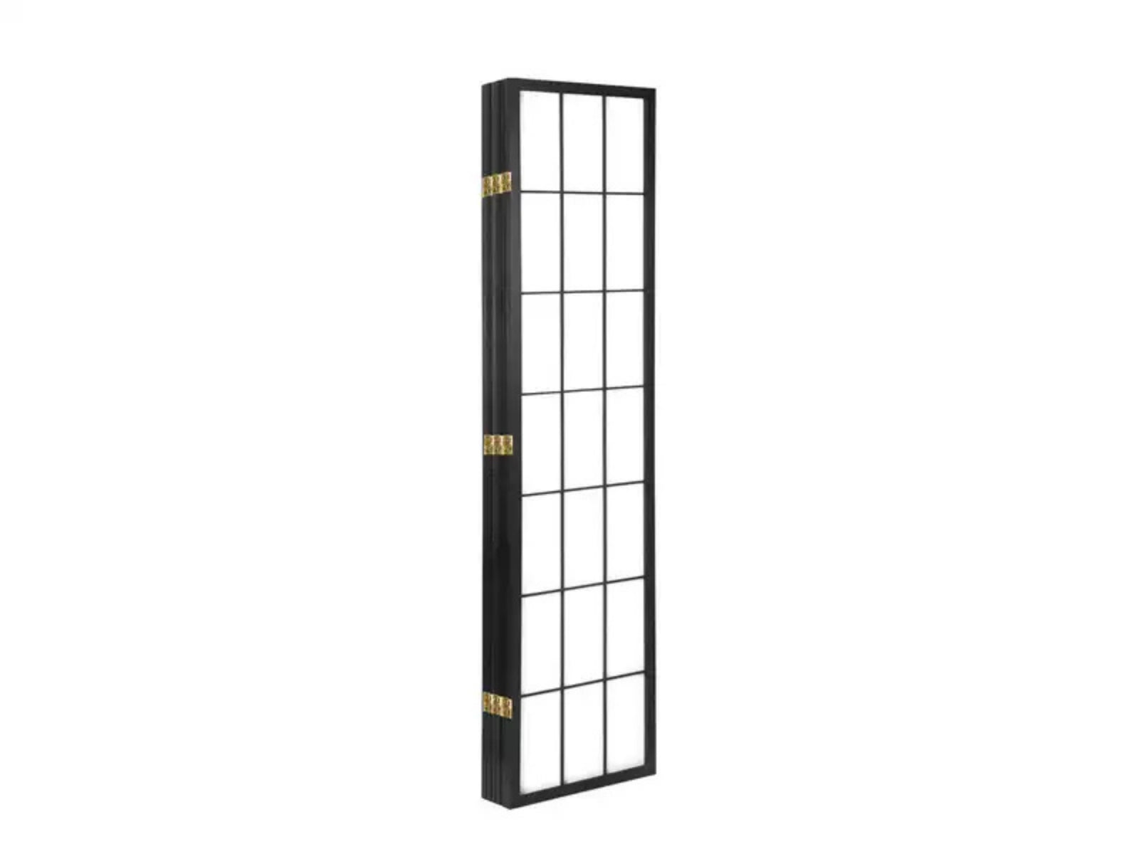 6-Panel Room Divider with Bamboo Pattern - Black