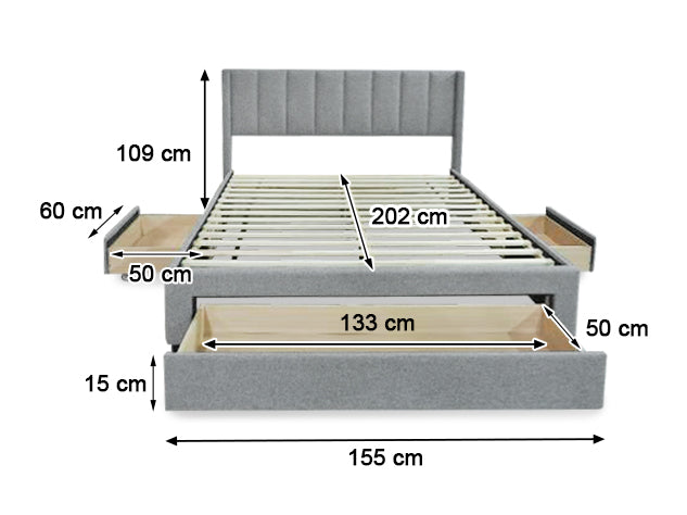 Coronado-A Bed Frame With Drawers & GEL30 Mattress - Double