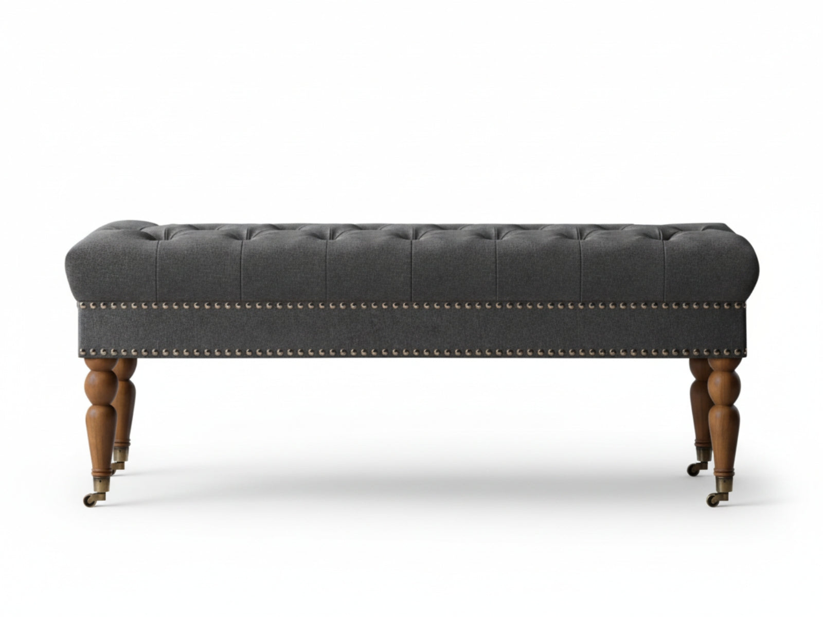 Bellay Linen Ottoman Bench - Dark Grey