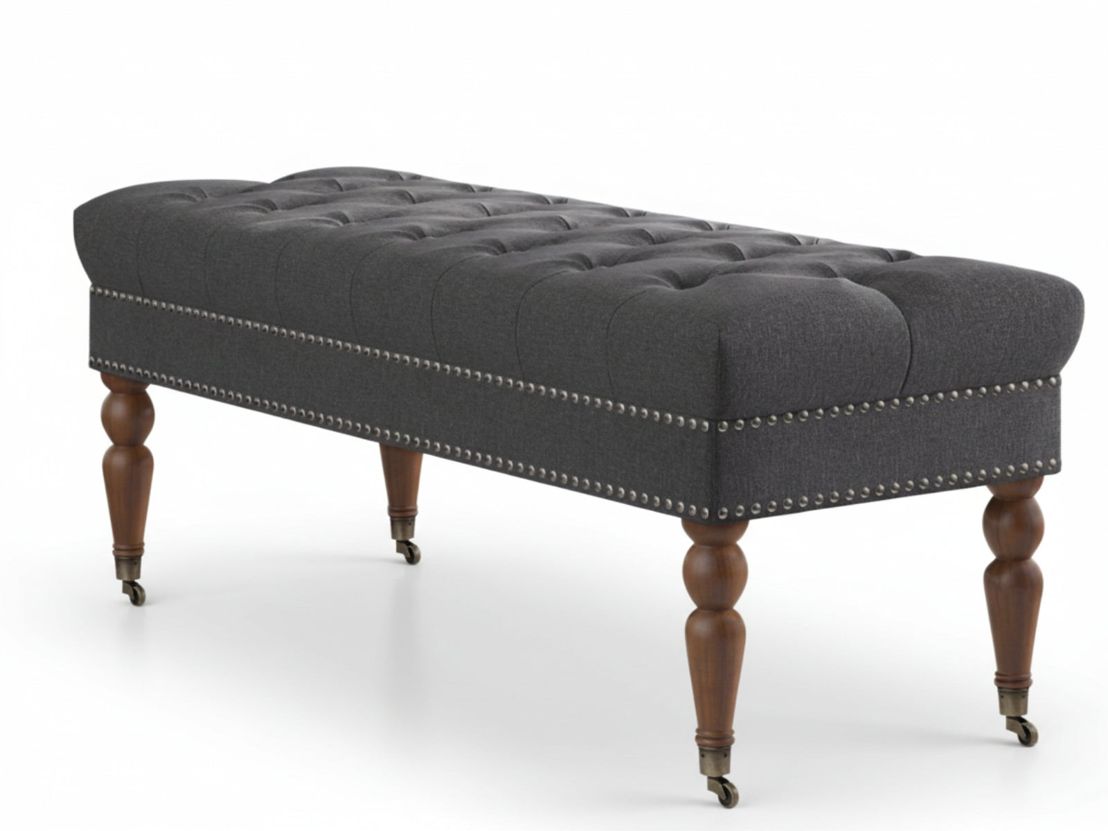 Bellay Linen Ottoman Bench - Dark Grey