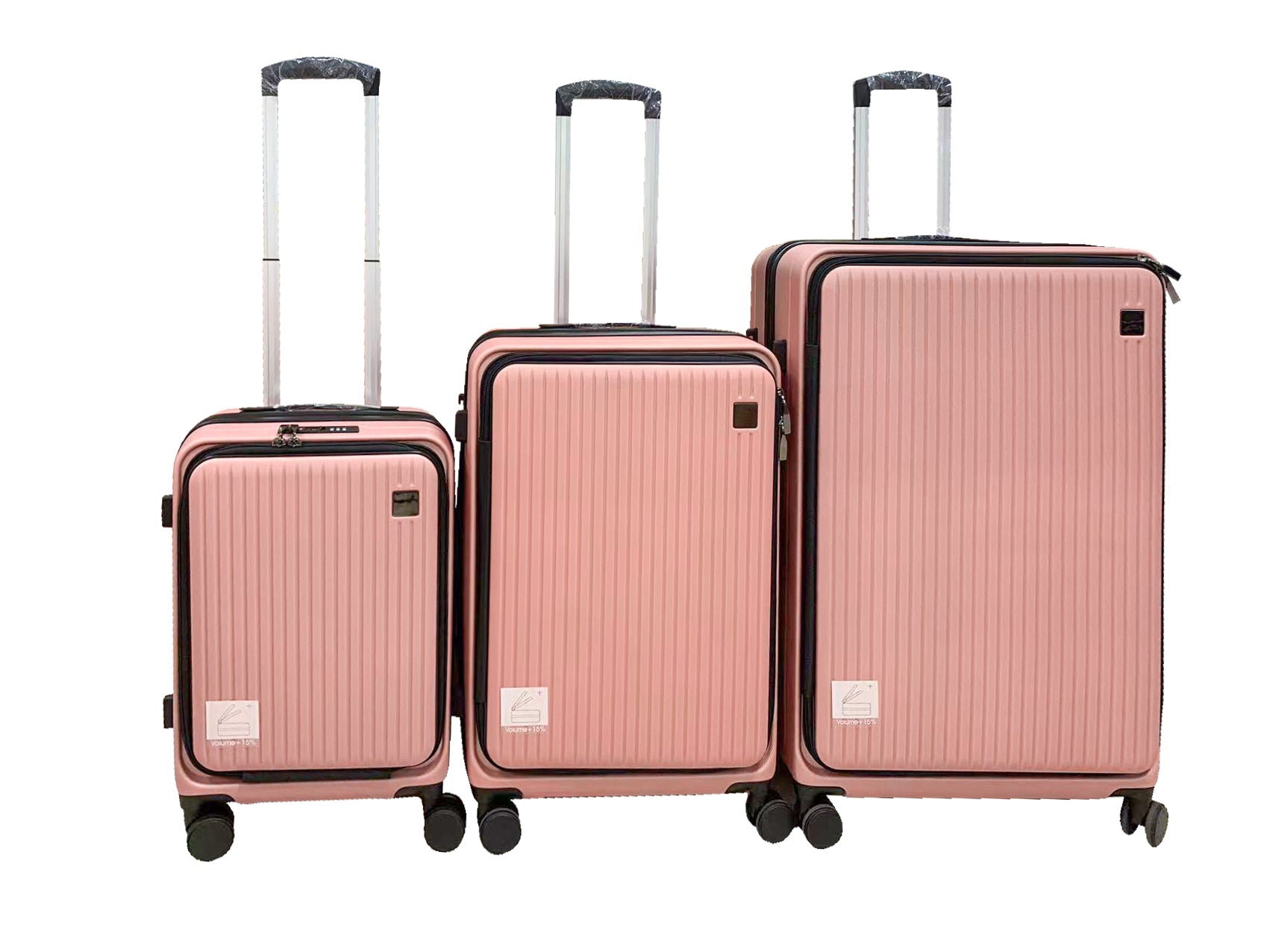 3-Piece Front Open Luggage Set – Rose Gold